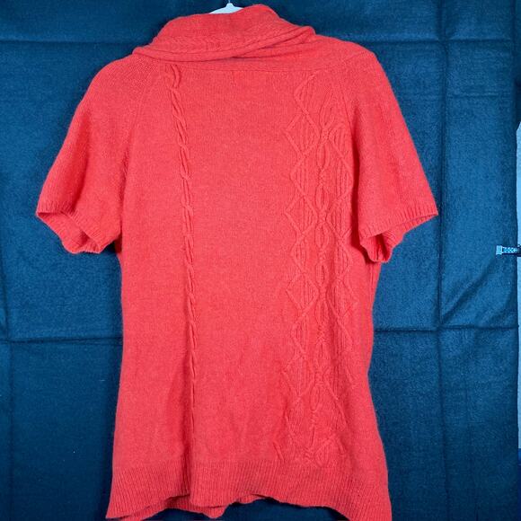 Anthropologie Sleeping on Snow Womens Sweater Orange V Neck Cable Knit Wool XL - Picture 10 of 13